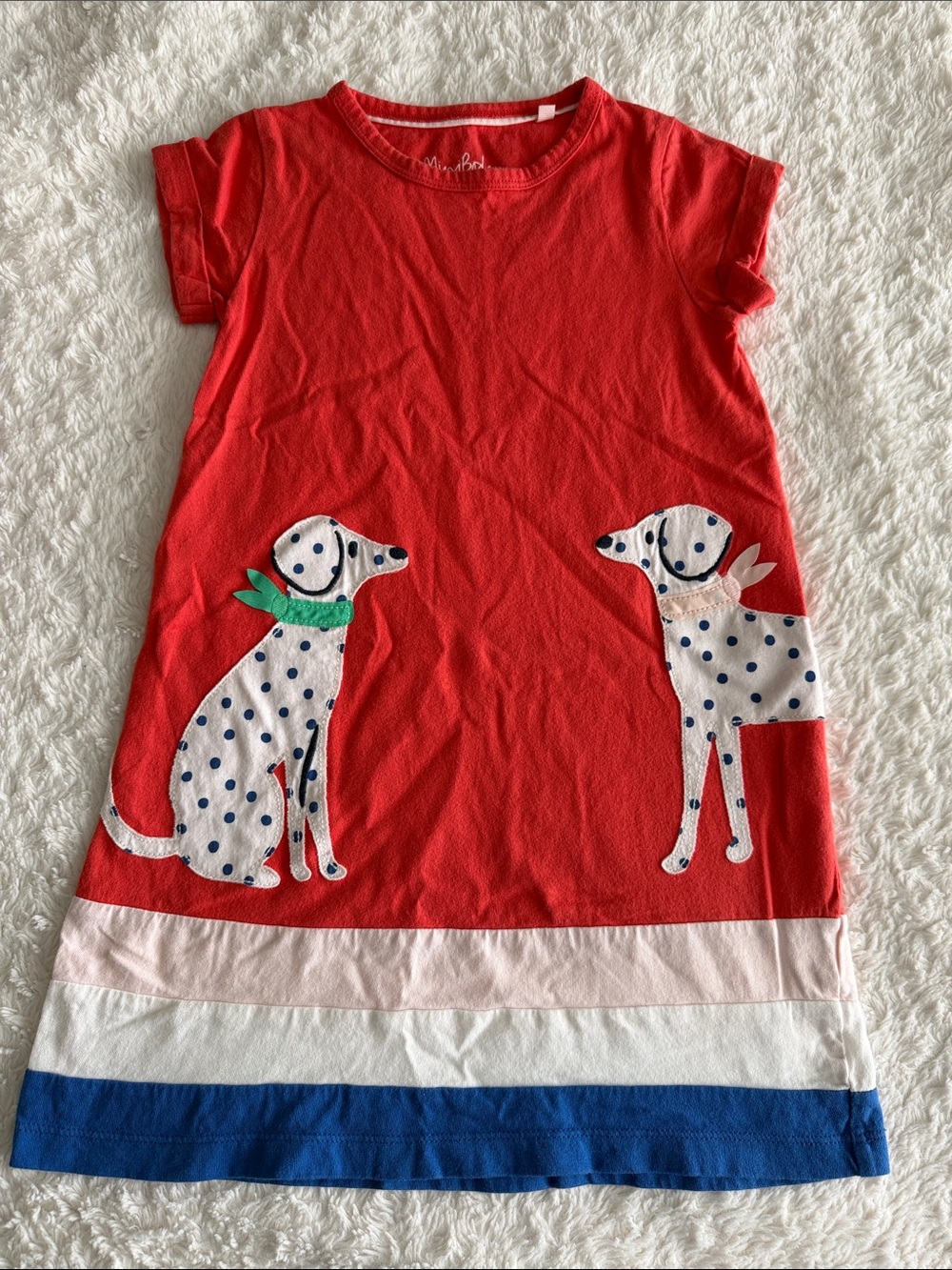 Mini Boden girls size 6-7 red short sleeve knit Dalmatian dress